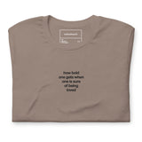 Quote shirt - embroidered - black - how bold one gets when one is sure of being loved